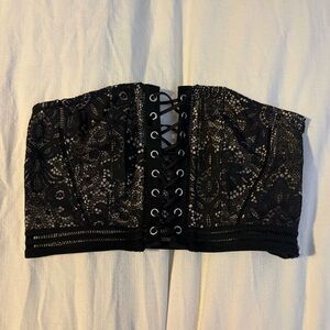 Victoria's Secret Black Lace-Up Crop Top